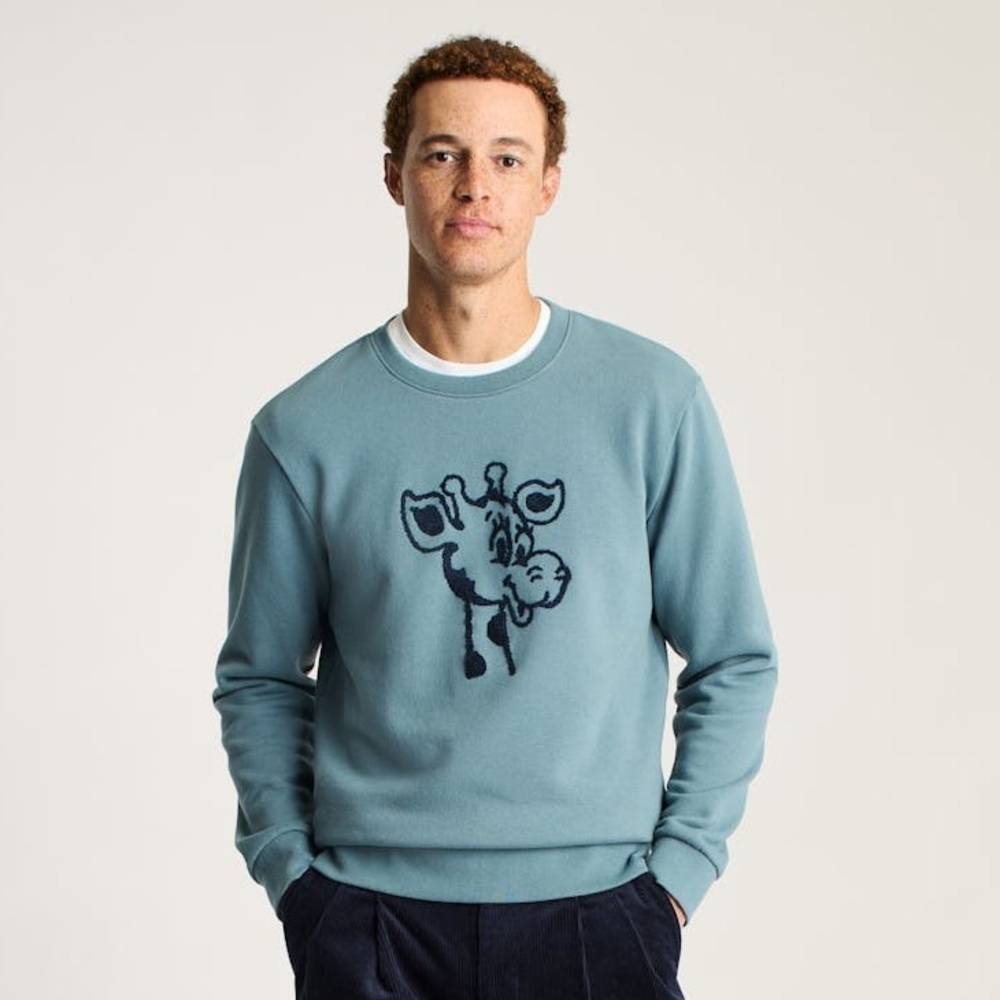 Bonobos Men's Toys "R "Us Geoffrey Giraffe Crew Neck Sweatshirt XL Blue $129
